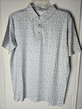 Men's Light Blue Floral Polo Shirt